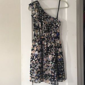 BCBG floral one shoulder dress